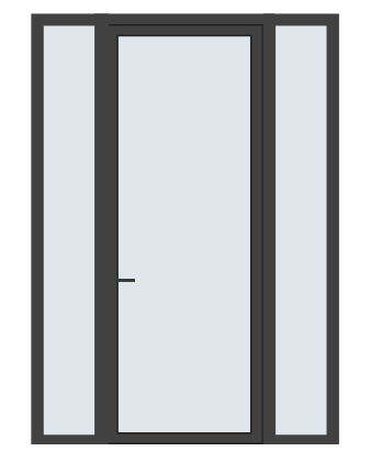 Sliding door with fixed sidelites configuration