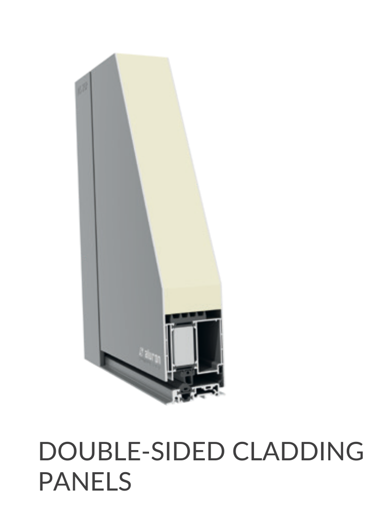 AS 75P double-sided aluminium 75 mm infill cross-section