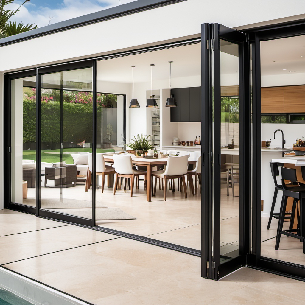 Fold and slide doors opening a wall onto a terrace
