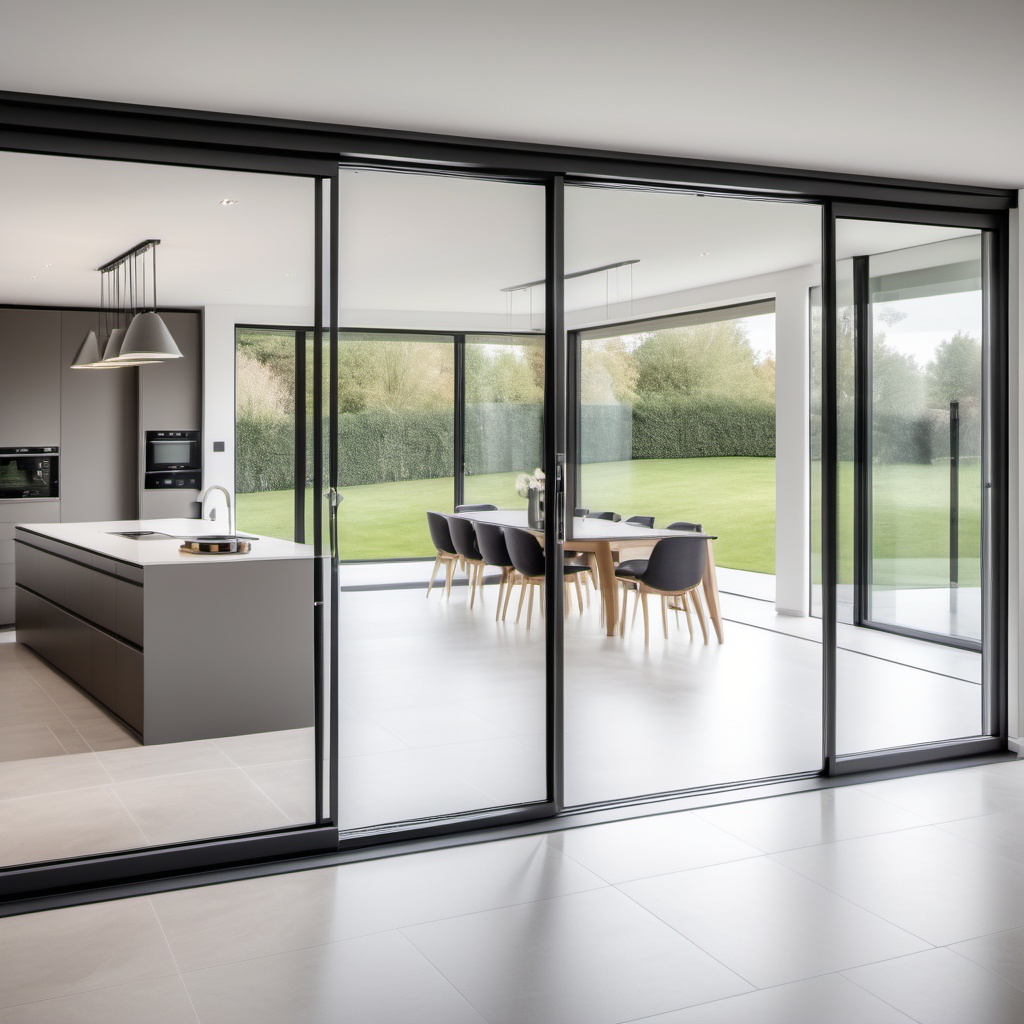 Lift and slide doors with large glass panels