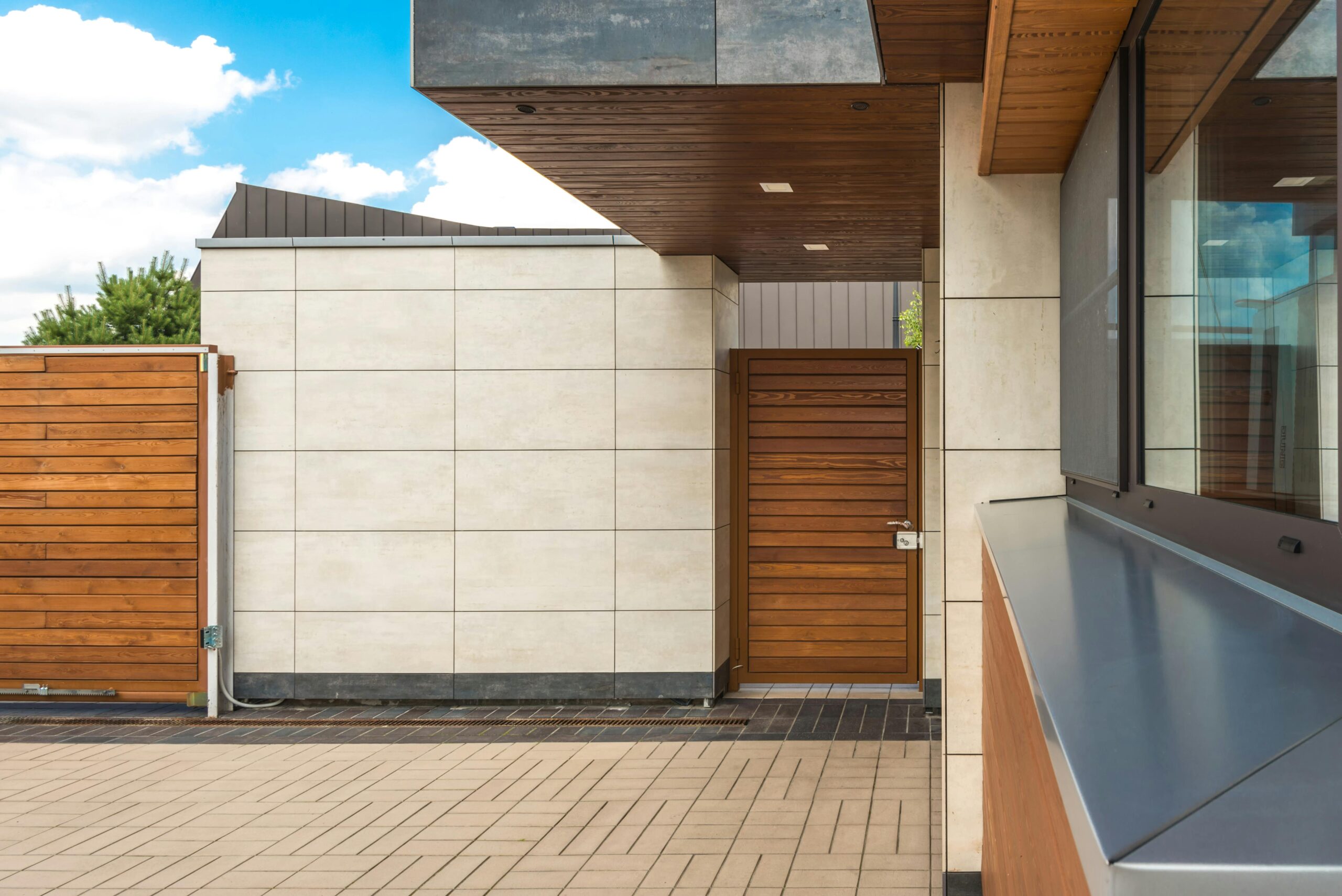 Modern interior framed by a large glazed door